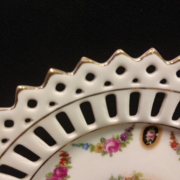 10 Pc Antique 1910 German Lattice Edged Porcelain Bread/Tea Plates - Picture 5 of 16